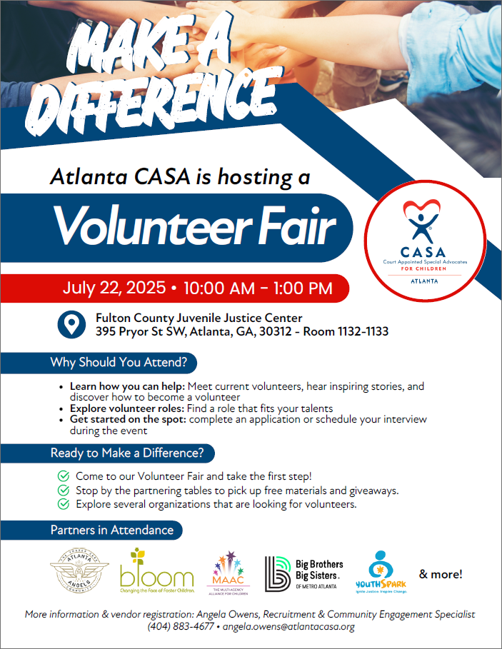 ACASA Volunteer Fair 7-22 Atlanta CASA Volunteer Fair